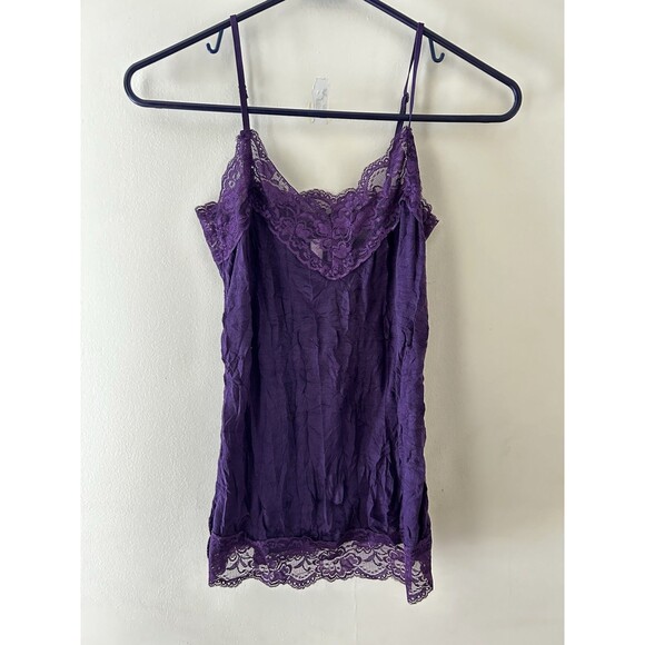 Vtg Xhilaration Womens Y2K Lace Trim Camisole Top Witchy S Purple Crinkle Fairy - Picture 1 of 3